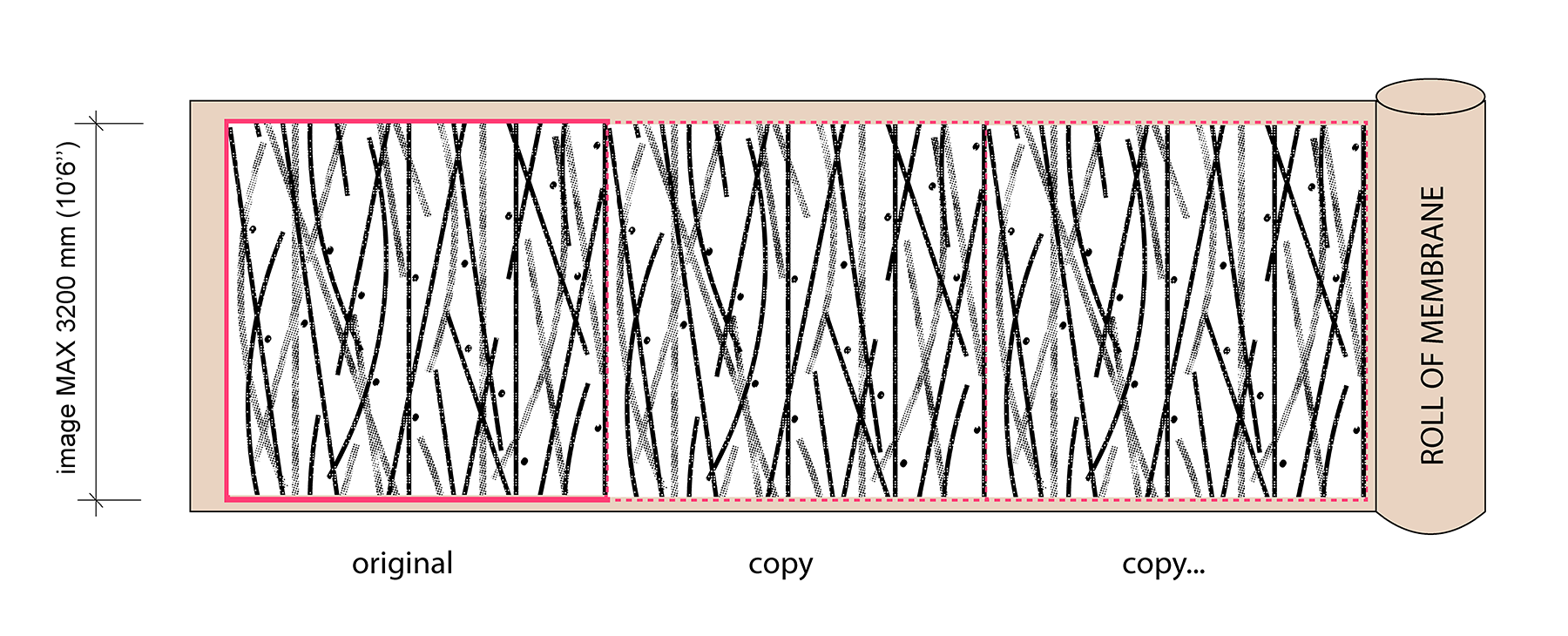 Roll of Graphic Concrete membrane